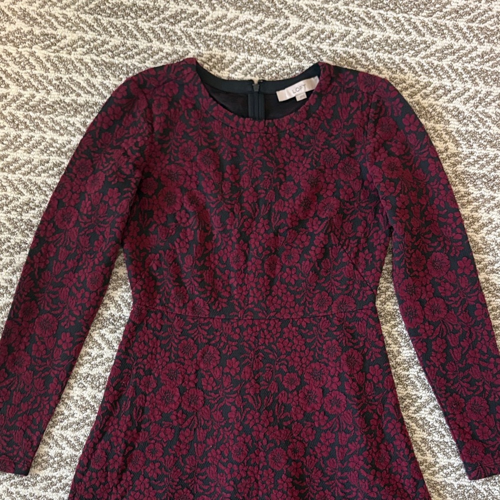 Loft Dress- red and charcoal Dress - Picture 4 of 6